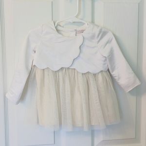 Catherine Malandrino Mini Long Sleeve White Dress with Shimmer Slip 18m